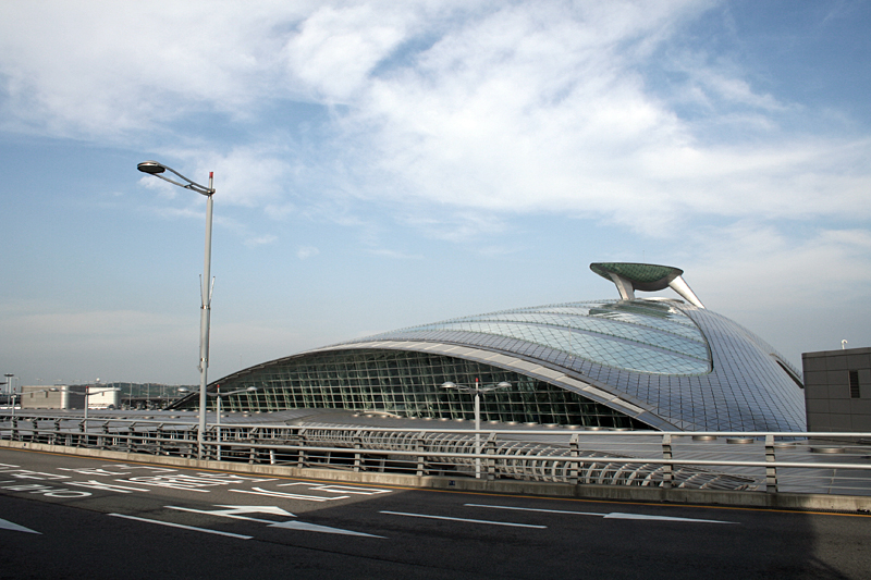 The futuristic terminal building